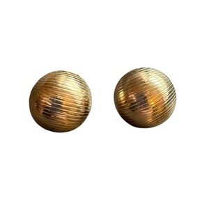 Coro Gold Textured Ball Screw Back Earrings